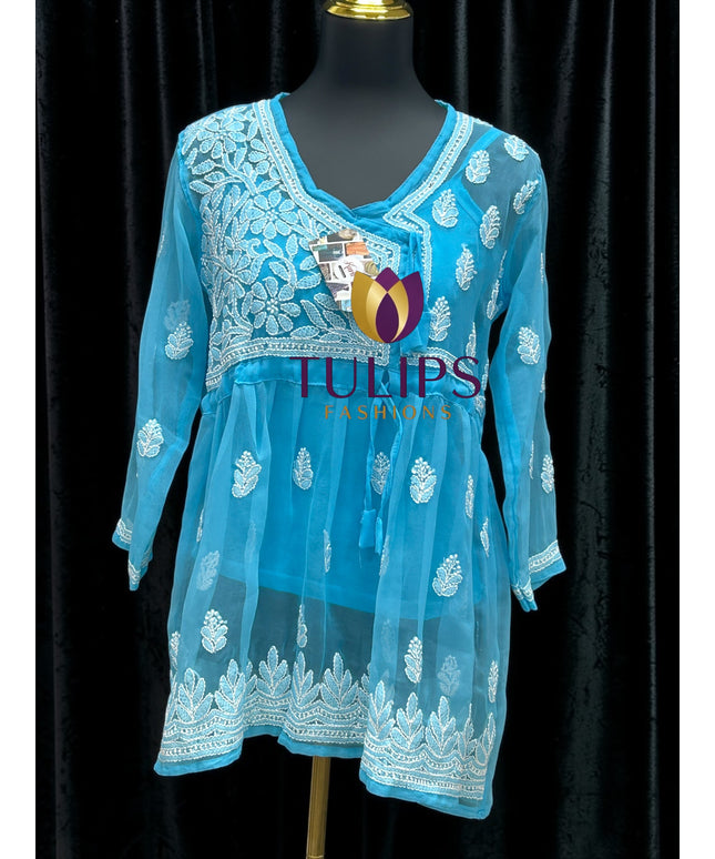 Chikankari short kurti by Kurti Connection USA