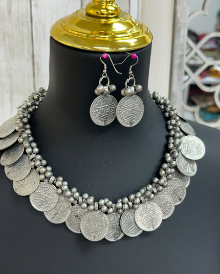 Oxidized silver necklace set by Kurti Connection USA