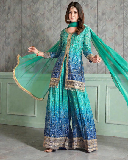 Rangeela : Bandhani silk sharara suits by Kurti Connection USA