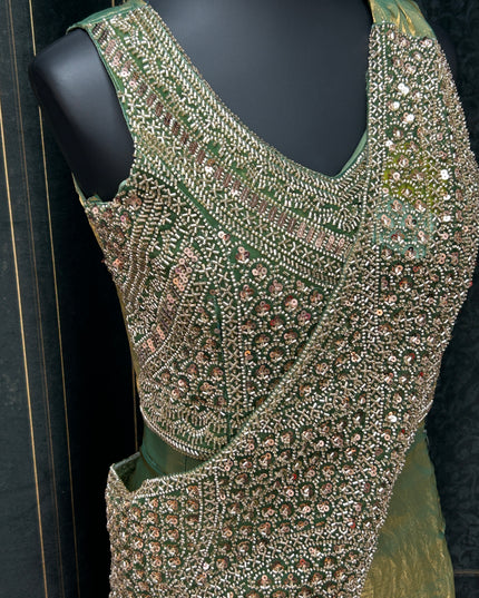 Readymade saree : pre pleated tissue silk saree