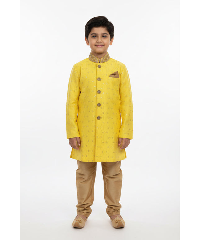 Yellow Sherwani set for kids