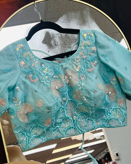 Light blue party wear Lehenga choli set by Kurti Connection USA