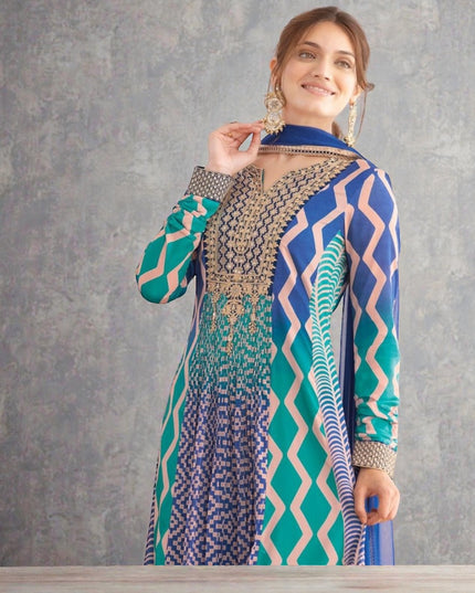 Saawan : Chinon silk long gowns by Kurti Connection USA