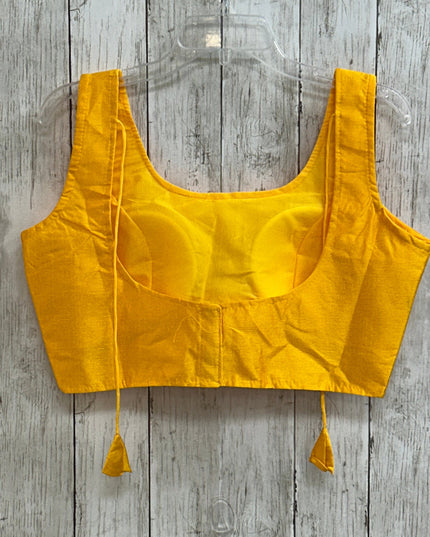 Yellow silk blouse by Kurti Connection USA