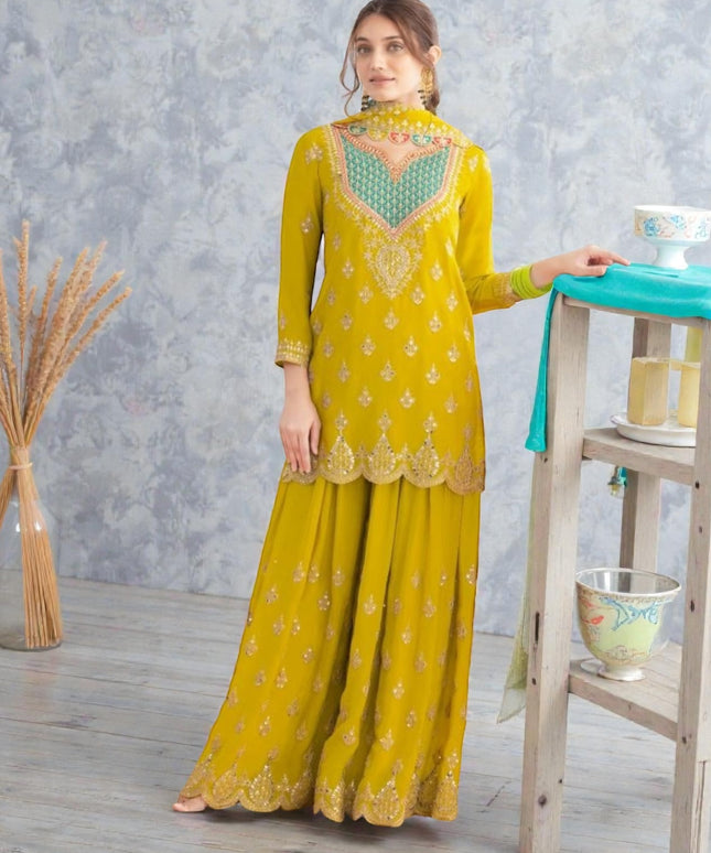 Chiffon sharara suits by Kurti Connection USA