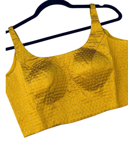 Mustard yellow sleeveless blouse by Kurti Connection USA