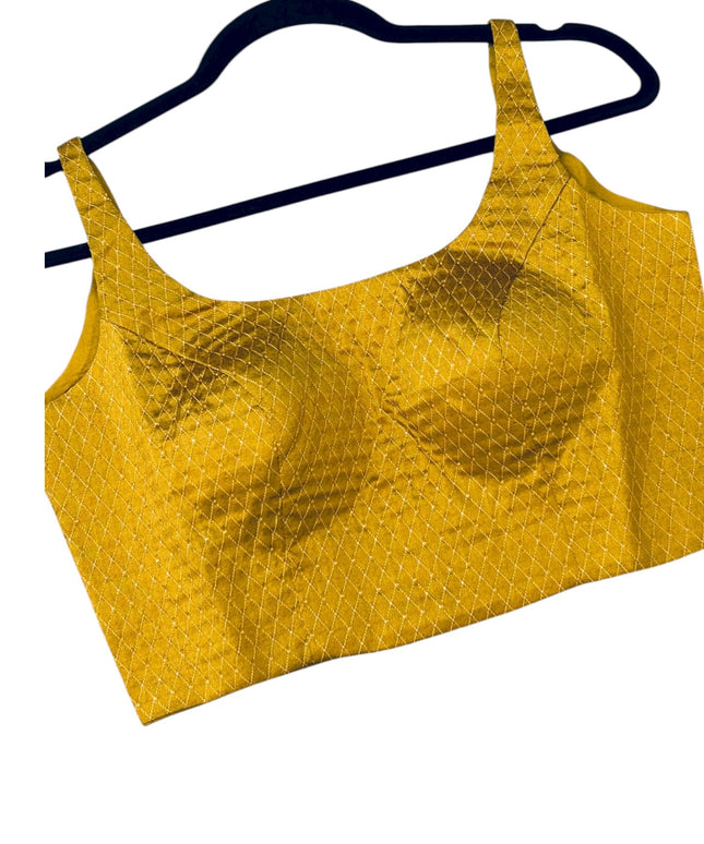 Mustard yellow sleeveless blouse by Kurti Connection USA