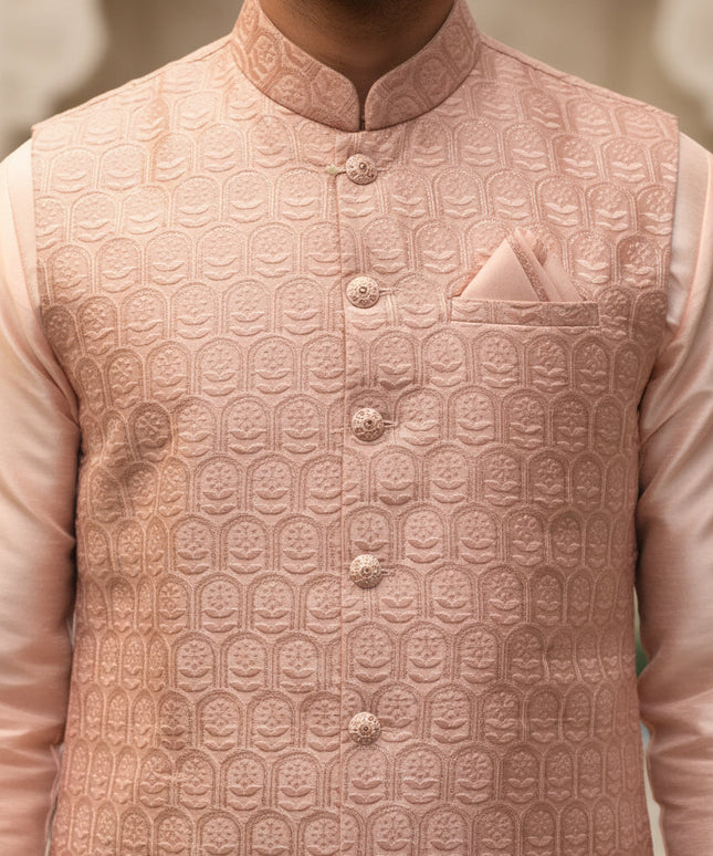 Peach kurta set | mens Kurta pajama with jacket