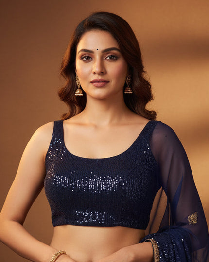 Blue sleeveless blouse