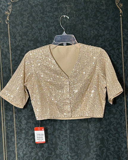 Ligh gold blouse with sequin work