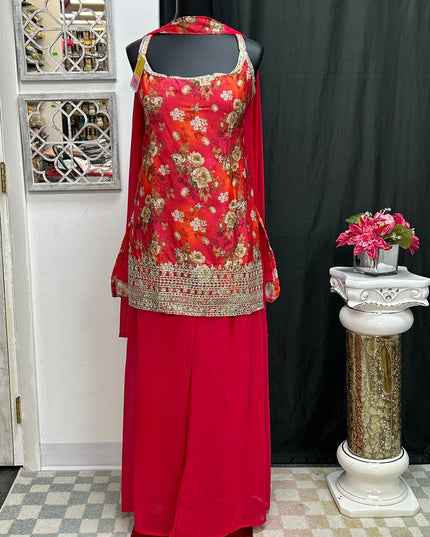 Chinon silk sharara suit by Kurti Connection USA