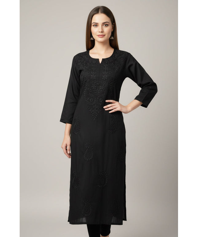 black chikankari lucknowi  kurti