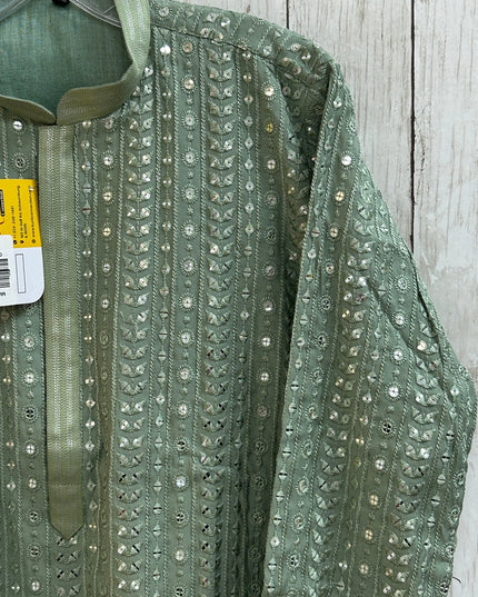 Light green kurta pajama set for men by Kurti Connection USA