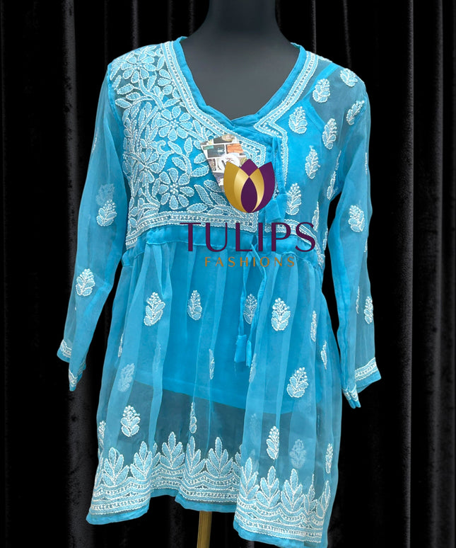 Chikankari short kurti by Kurti Connection USA