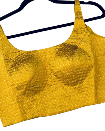 Mustard yellow sleeveless blouse by Kurti Connection USA