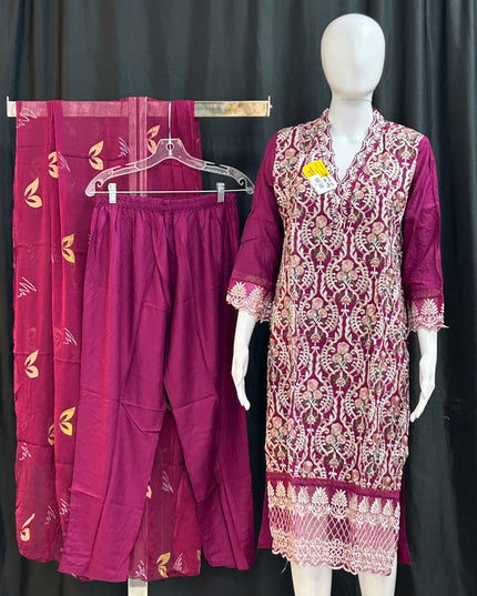 Embroidered party wear suit by Kurti Connection USA