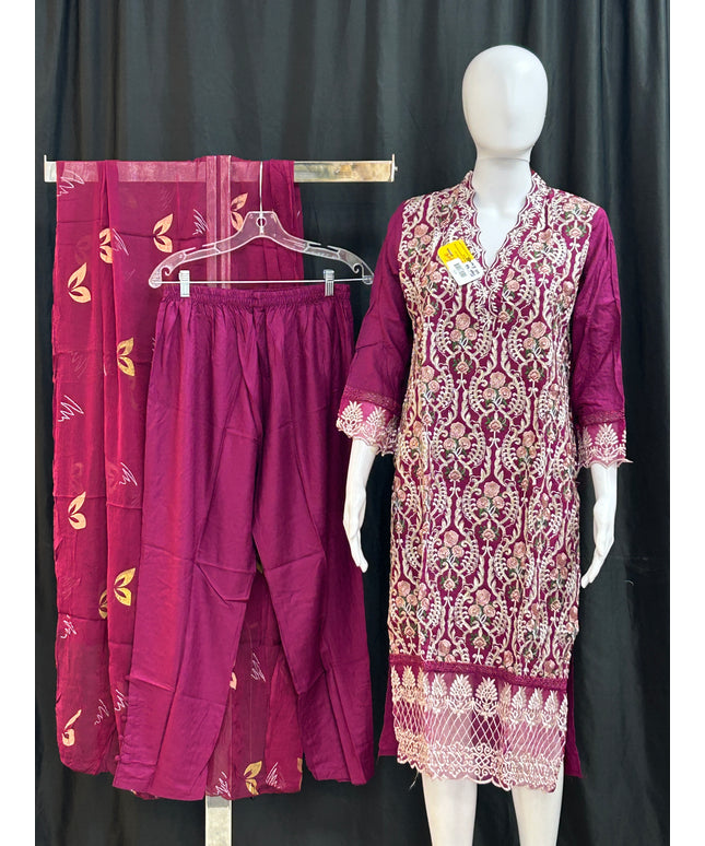 Embroidered party wear suit by Kurti Connection USA
