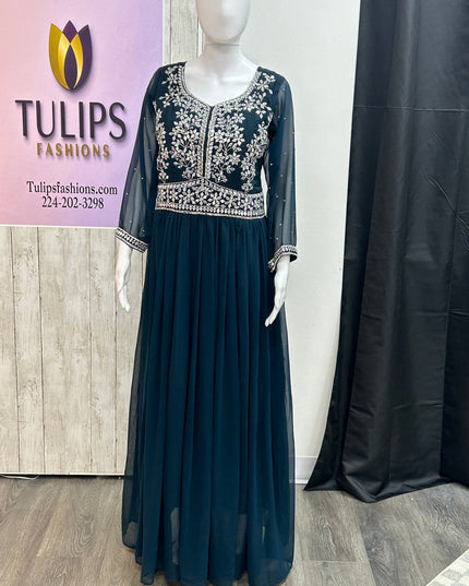 Party wear long gown by Kurti Connection USA