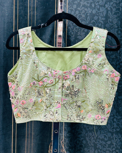 Light green boat neck blouse