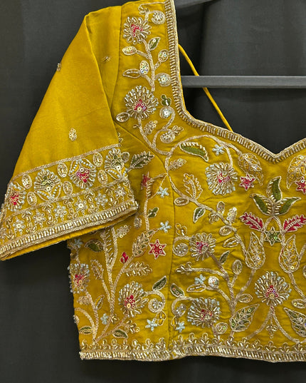 Hand embroidered blouse | tissue silk blouse with all over hand embroidery by Kurti Connection USA