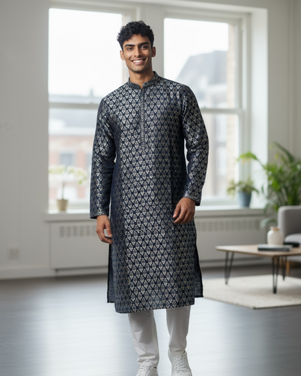 Men’s kurta pajama set : Jaquard cotton by Kurti Connection USA