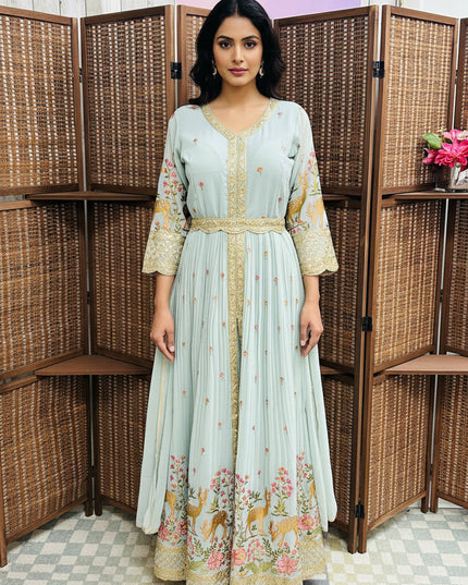 Party wear  long dress with Plazzo pant