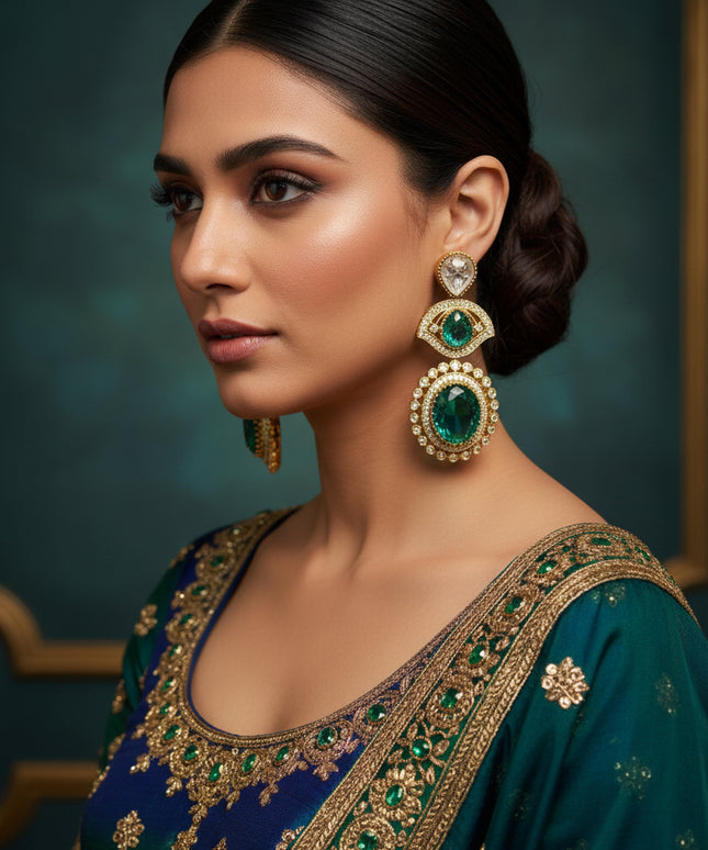 Rajwadi emerald earrings