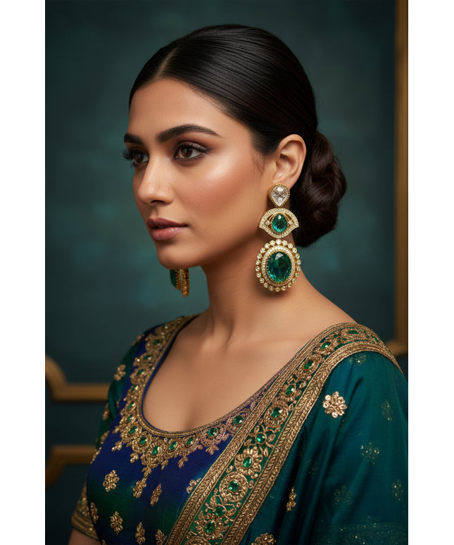 Rajwadi emerald earrings