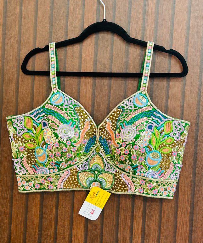 Embroidered sleeveless blouse - Kurti Connection USA