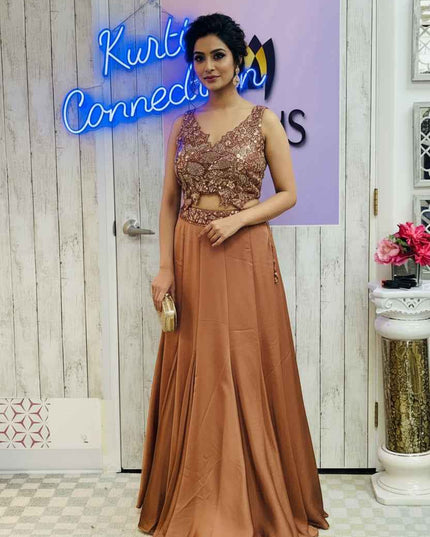Satin silk lehenga with necklace dupatta