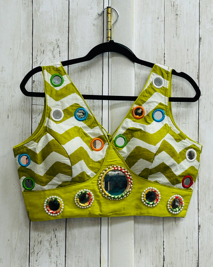 Cotton mirror work blouse