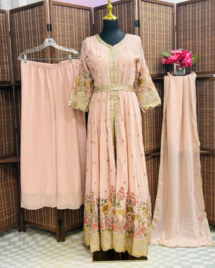 Party wear  long dress with Plazzo pant