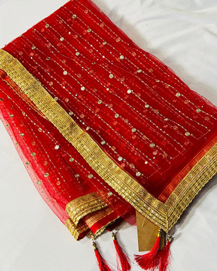Red net dupatta