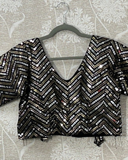 Black sequin blouse by Kurti Connection USA