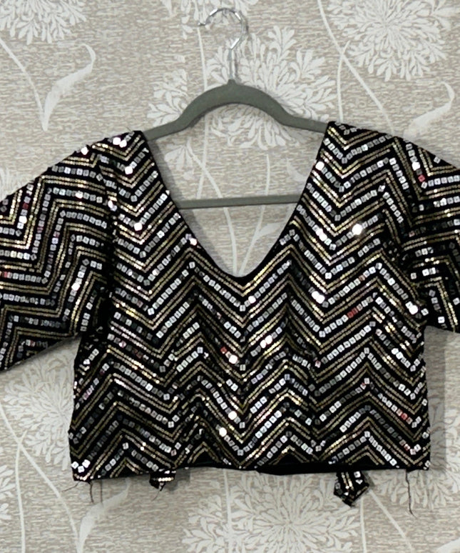 Black sequin blouse by Kurti Connection USA