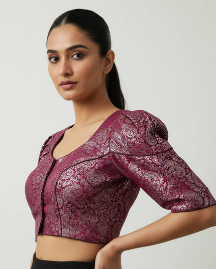 Purple with silver brocade by Kurti Connection USA