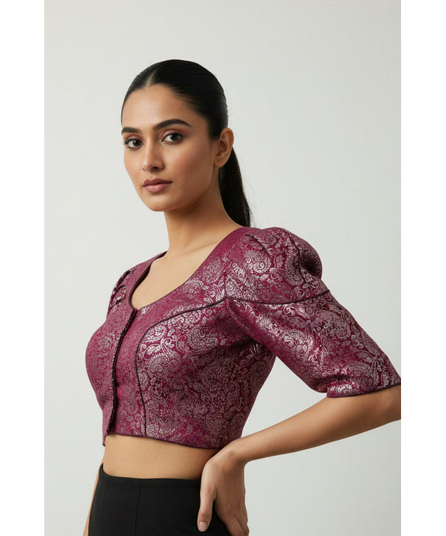Purple with silver brocade by Kurti Connection USA