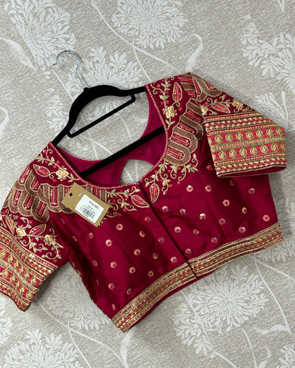 Designer party wear blouse : magenta pink by Kurti Connection USA