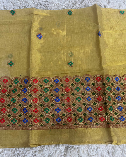 Blouse piece with embroidery work / cut piece 1 meter by Kurti Connection USA