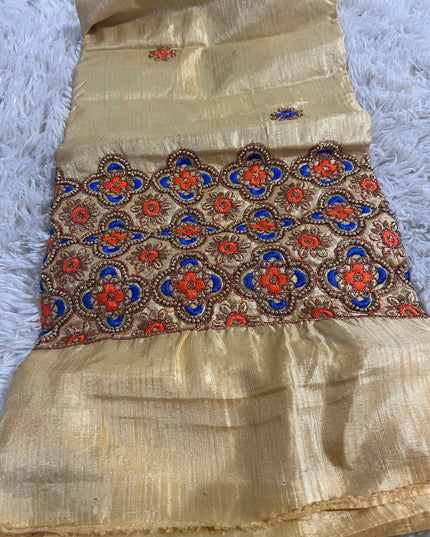 Blouse piece with embroidery work / cut piece 1 meter by Kurti Connection USA