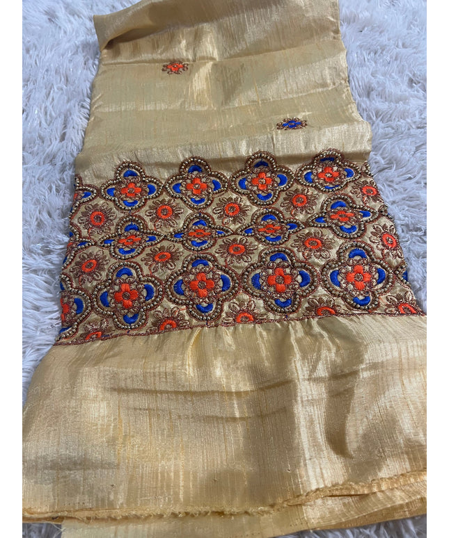 Blouse piece with embroidery work / cut piece 1 meter by Kurti Connection USA