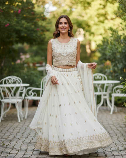 Off white lehenga Choli set by Kurti Connection USA