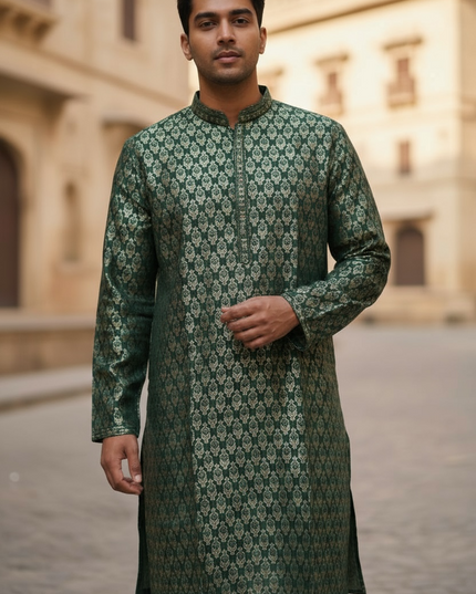 Men’s kurta pajama set : Jaquard cotton by Kurti Connection USA