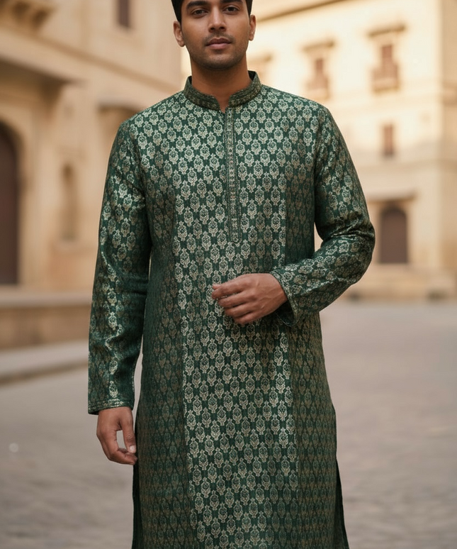 Men’s kurta pajama set : Jaquard cotton by Kurti Connection USA
