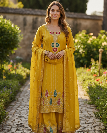 Chiffon silk sharara set by Kurti Connection USA