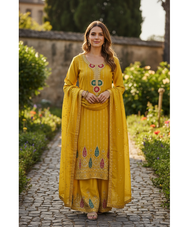 Chiffon silk sharara set by Kurti Connection USA