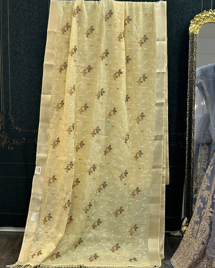Linen cotton saree by Kurti Connection USA