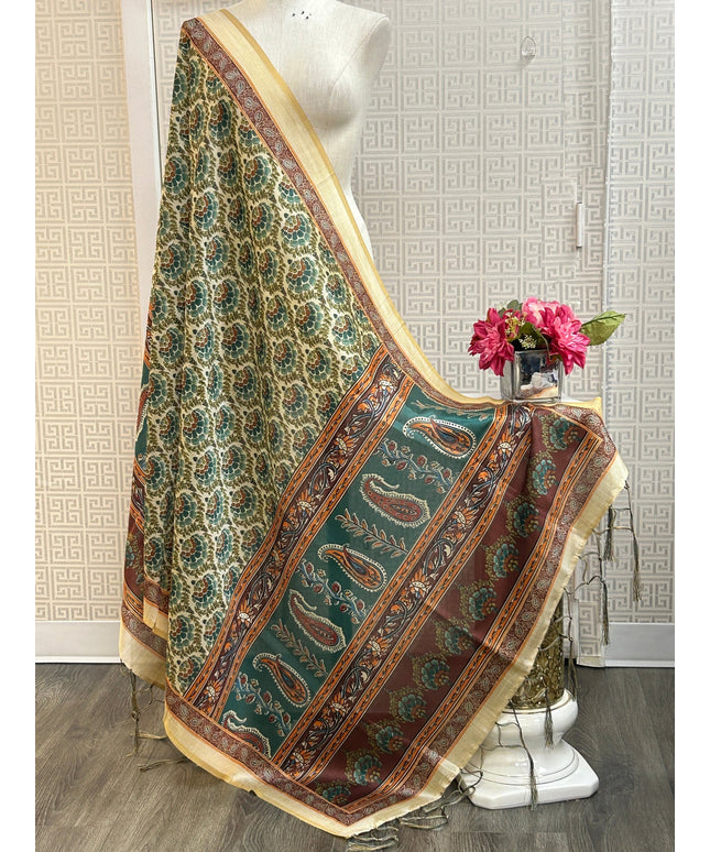 Silk dupatta : digital print by Kurti Connection USA