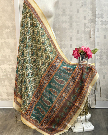 Silk dupatta : digital print by Kurti Connection USA