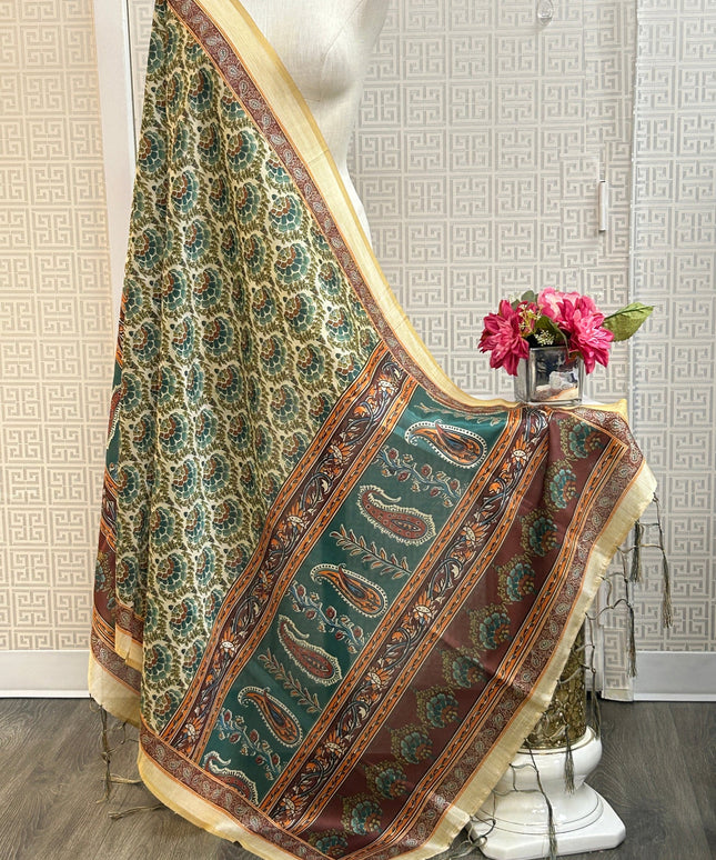 Silk dupatta : digital print by Kurti Connection USA